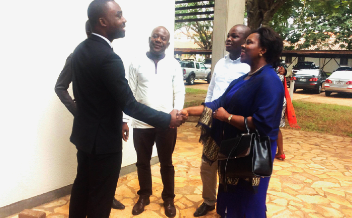 Mrs Edith Ofwona Adera (right) interacting with the Director of RIPS, Prof. Samuel N.A. Cudjoe (third right) and some participants in the workshop.  Picture: SETH J. BOKPE 